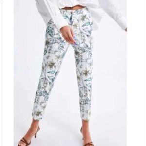 Zara Tropical Bird Printed Ankle Pants | M